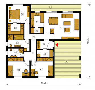 Floor plan of ground floor - BUNGALOW 230